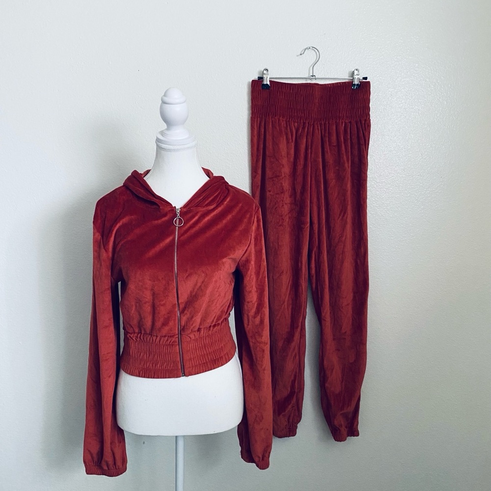 Rainbow Red Velour Jogger Set